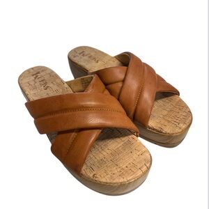 Kork-Ease Brown Leather Slide Sandals